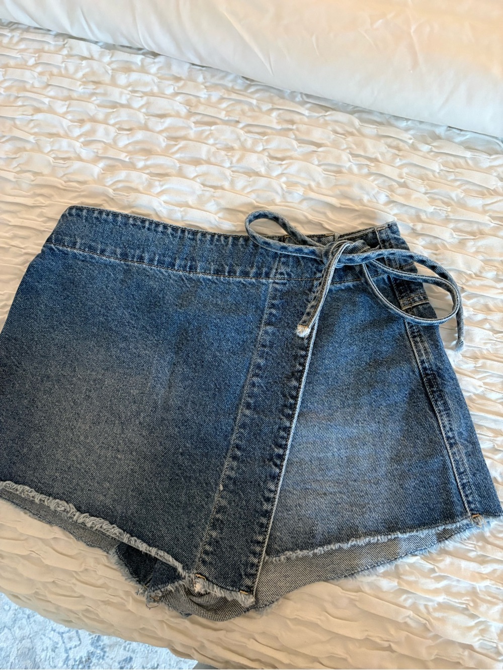 Free People Denim Mini Skort in Blue